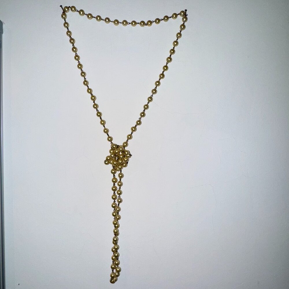 VintageFaux Pearl Lot, Pearl Studded Hair Comb, Necklace, M Vellano Earrings NWT - Picture 11 of 12
